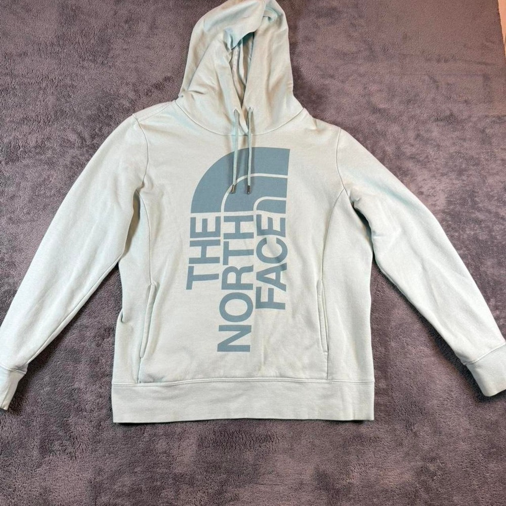 The North Face Womens Mint Green Vertical Logo Pullover Hoodie Size Large